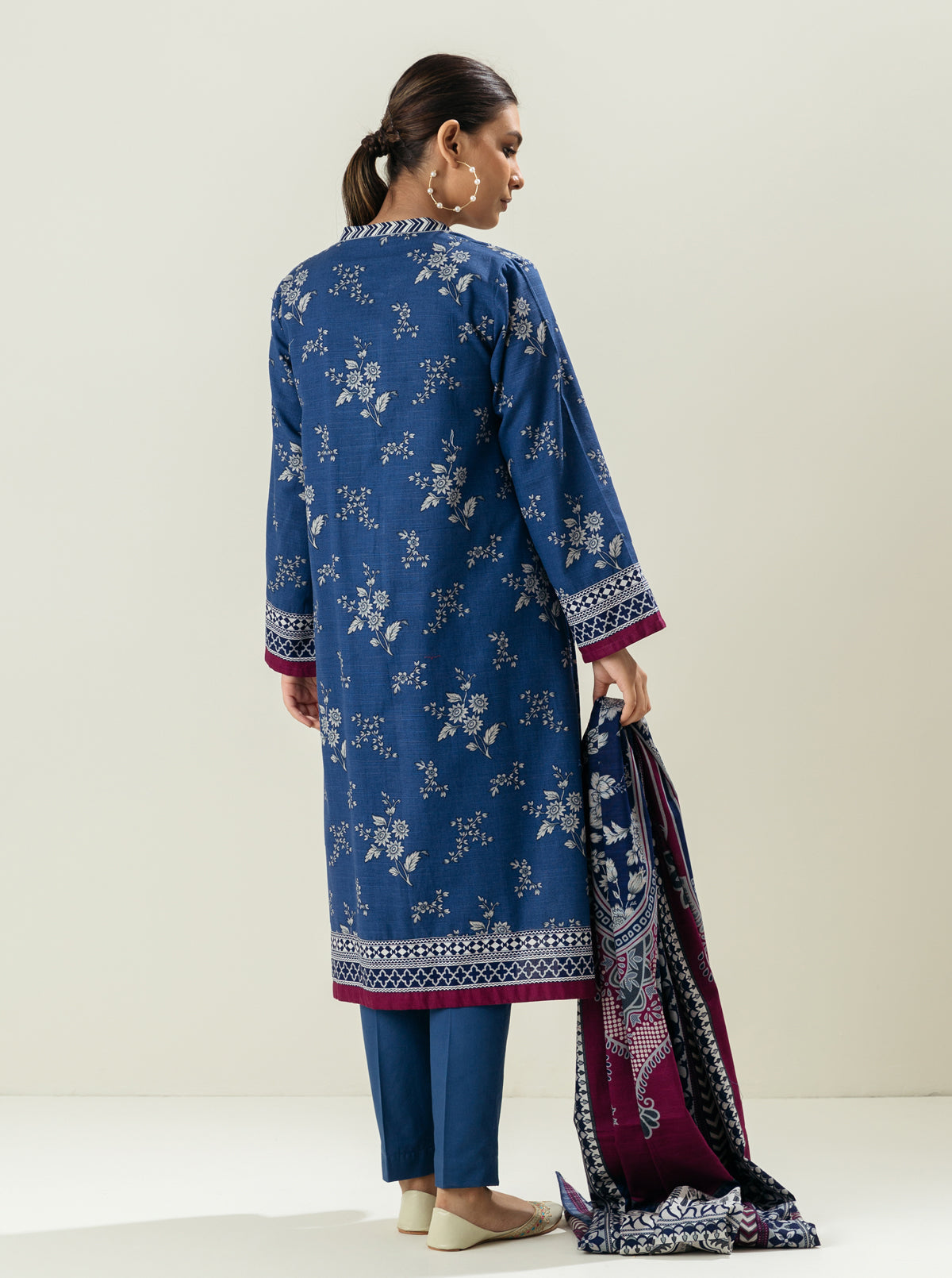 3 PIECE - PRINTED KHADDAR SUIT - CHIVALRY BLUE MORBAGH WN_22