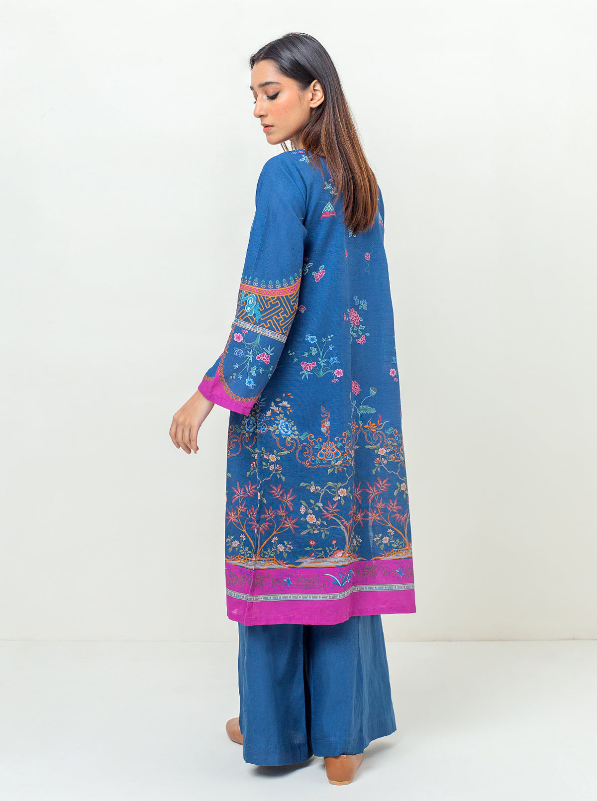 1 PIECE - PRINTED KHADDAR SHIRT - BLUE LAGOON MORBAGH WN_23