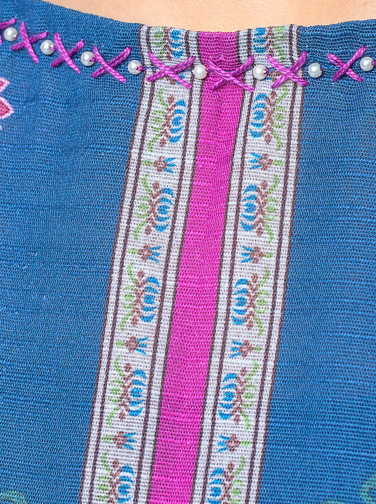 1 PIECE - PRINTED KHADDAR SHIRT - BLUE LAGOON MORBAGH WN_23