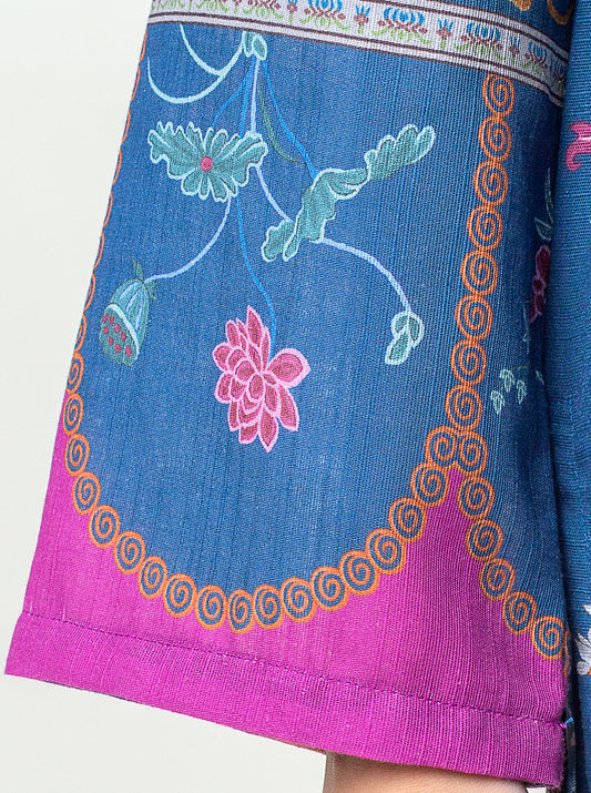 1 PIECE - PRINTED KHADDAR SHIRT - BLUE LAGOON MORBAGH WN_23