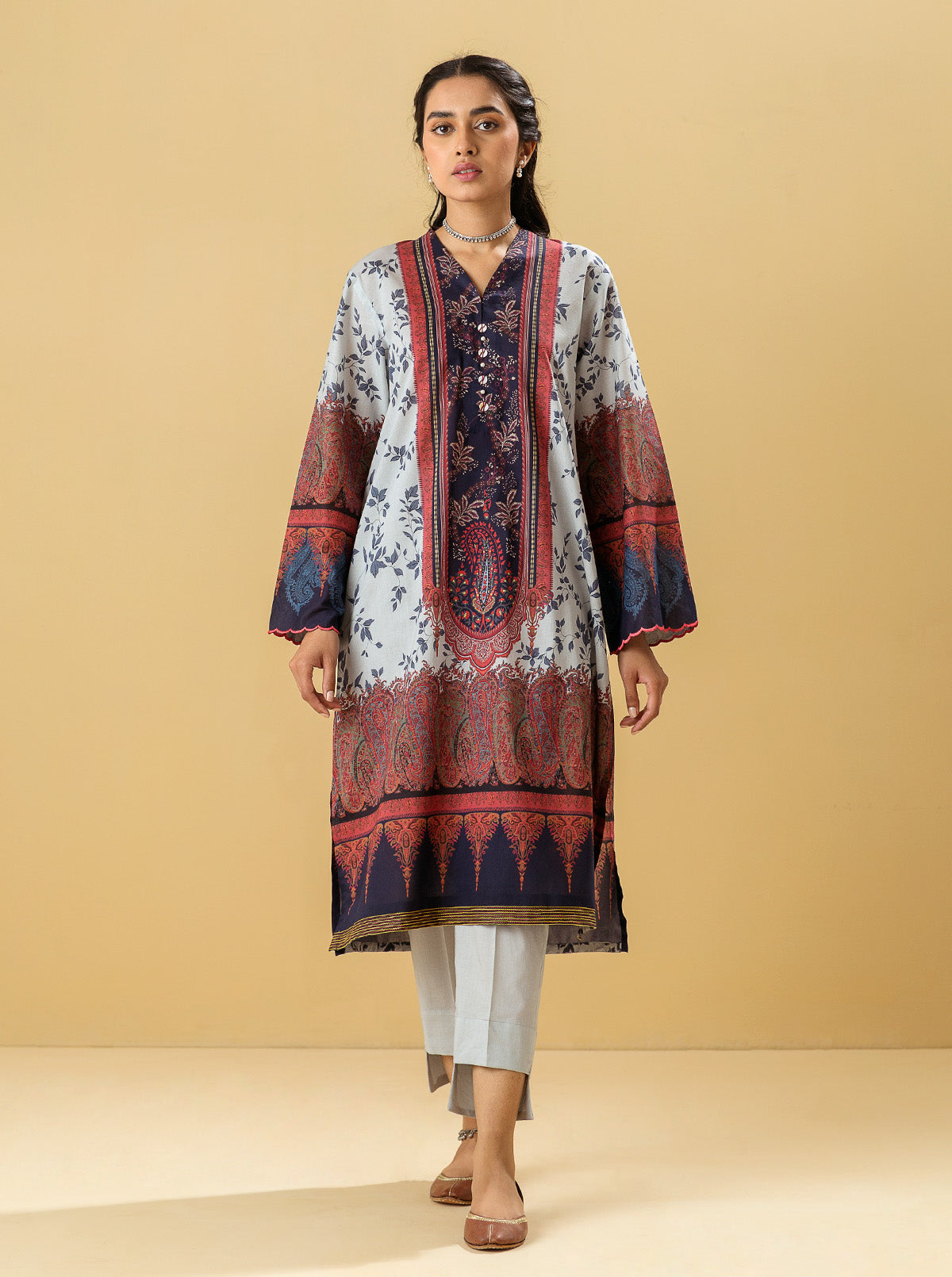 1 PIECE - PRINTED LAWN SHIRT - ANTIQUE GEM MORBAGH SU_22