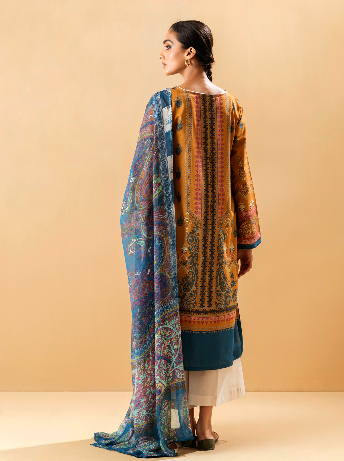 2 PIECE - PRINTED LAWN SUIT - MUSTARD GEMSTONE MORBAGH SU_22