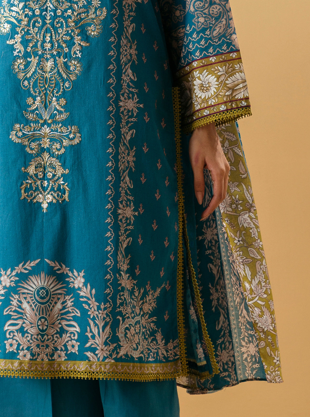 3 PIECE - EMBROIDERED LAWN SUIT - URBAN BLUE MORBAGH SU_22