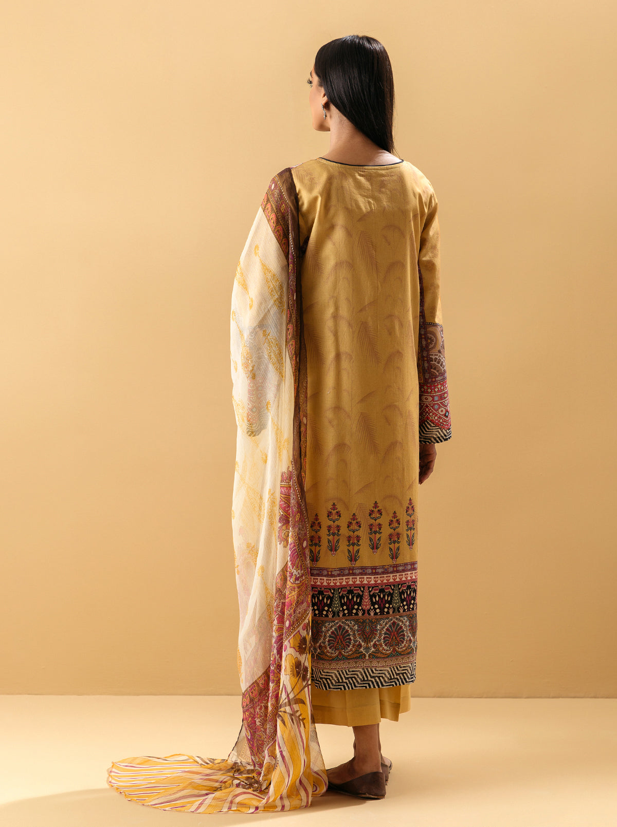 3 PIECE - PRINTED LAWN SUIT - YELLOW OCHRE MORBAGH SU_22