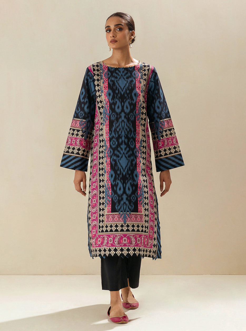 1 PIECE - PRINTED LAWN SHIRT - BLUE TIDE MORBAGH SU_23