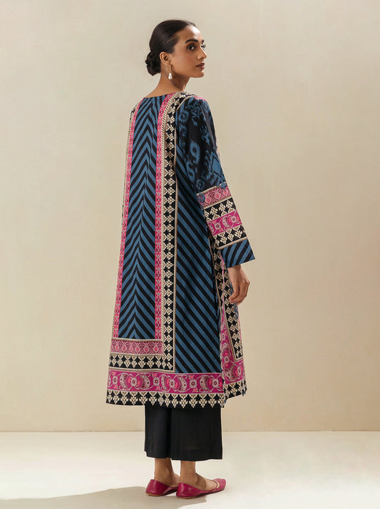 1 PIECE - PRINTED LAWN SHIRT - BLUE TIDE MORBAGH SU_23