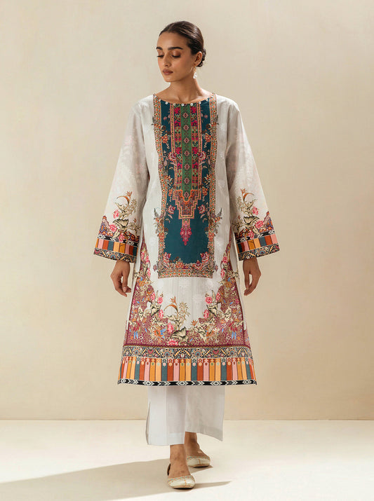 1 PIECE - PRINTED LAWN SHIRT - LAPIS ANATOMY MORBAGH SU_23