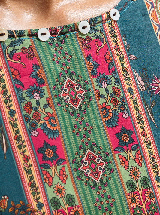 1 PIECE - PRINTED LAWN SHIRT - LAPIS ANATOMY MORBAGH SU_23