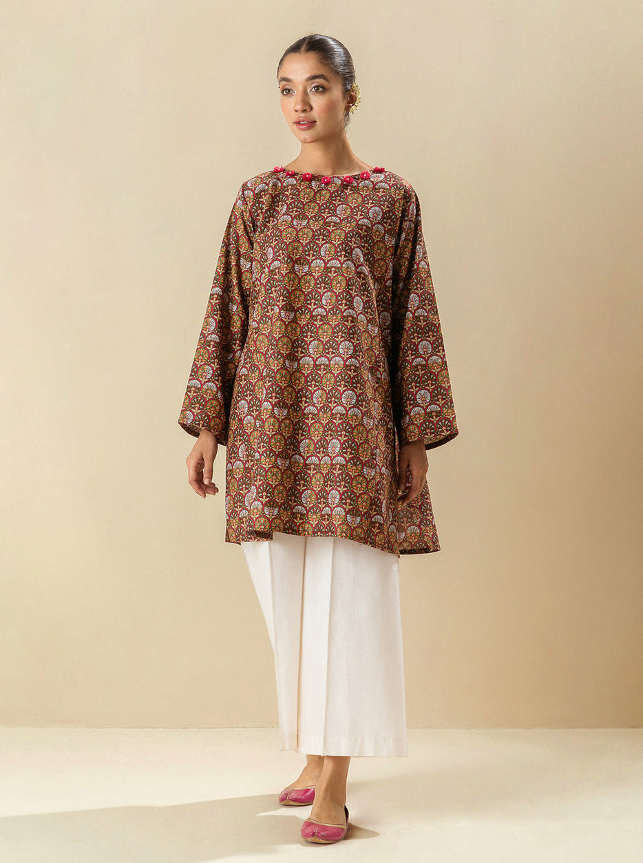 1 PIECE - PRINTED LAWN SHIRT - PLUME SKY MORBAGH SU_23