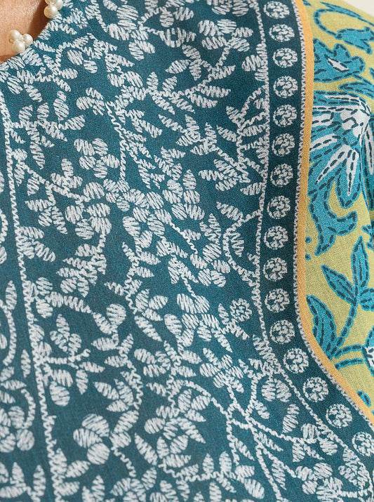 3 PIECE - PRINTED LAWN SUIT - LIME GARDEN MORBAGH SU_23