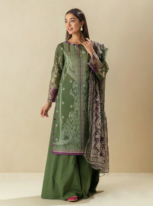 3 PIECE - PRINTED LAWN SUIT - KALE DREAMS MORBAGH SU_23