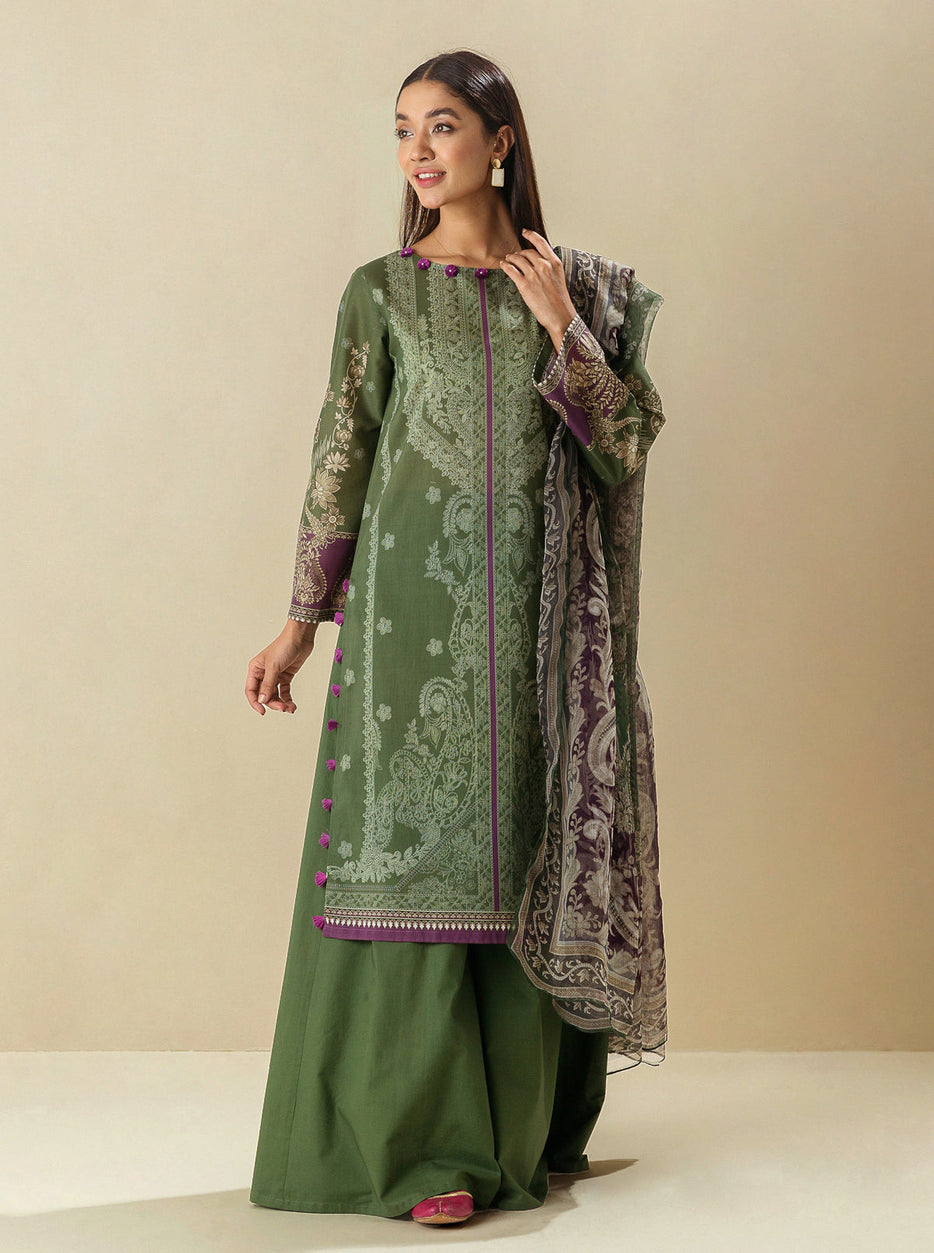 3 PIECE - PRINTED LAWN SUIT - KALE DREAMS MORBAGH SU_23