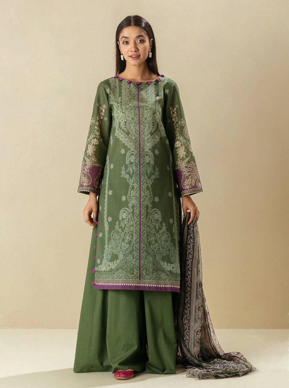 3 PIECE - PRINTED LAWN SUIT - KALE DREAMS MORBAGH SU_23