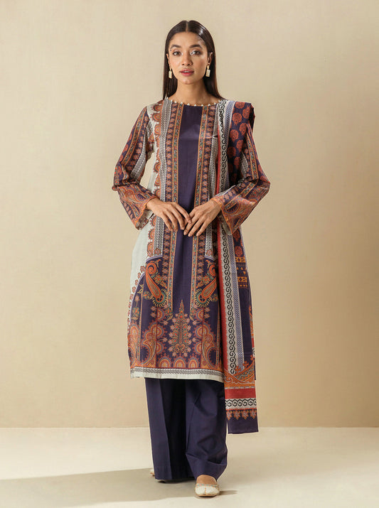 3 PIECE - PRINTED LAWN SUIT - BLUE MIRAGE MORBAGH SU_23
