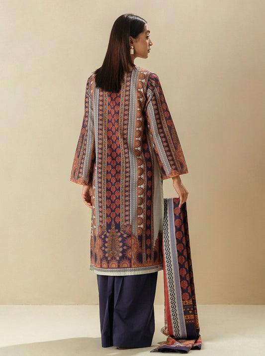 3 PIECE - PRINTED LAWN SUIT - BLUE MIRAGE MORBAGH SU_23