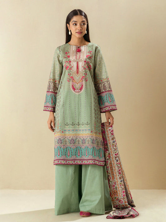 3 PIECE - PRINTED LAWN SUIT -FROSTY SPRUCE MORBAGH SU_23
