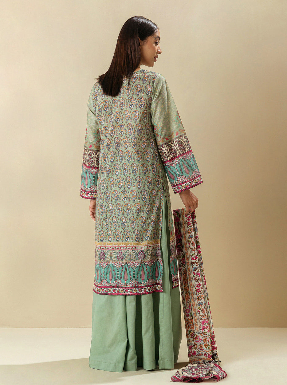 3 PIECE - PRINTED LAWN SUIT -FROSTY SPRUCE MORBAGH SU_23