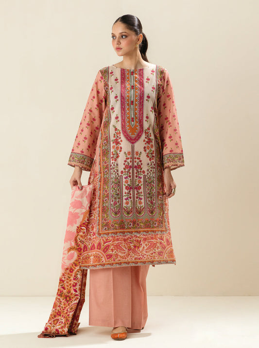 3 PIECE - PRINTED LAWN SUIT - ROSE OF SHARON MORBAGH SU_23