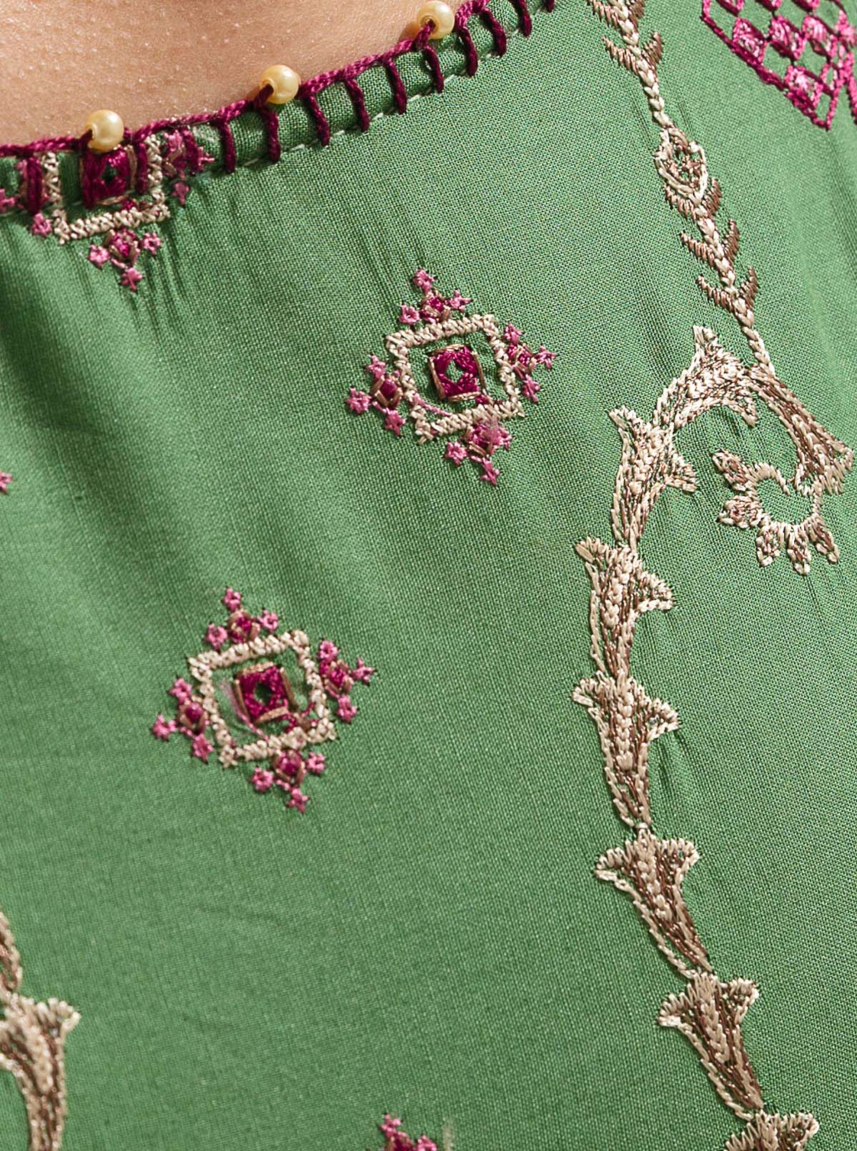 3 PIECE - EMBROIDERED LAWN SUIT - GREEN QUIETNESS MORBAGH SU_23