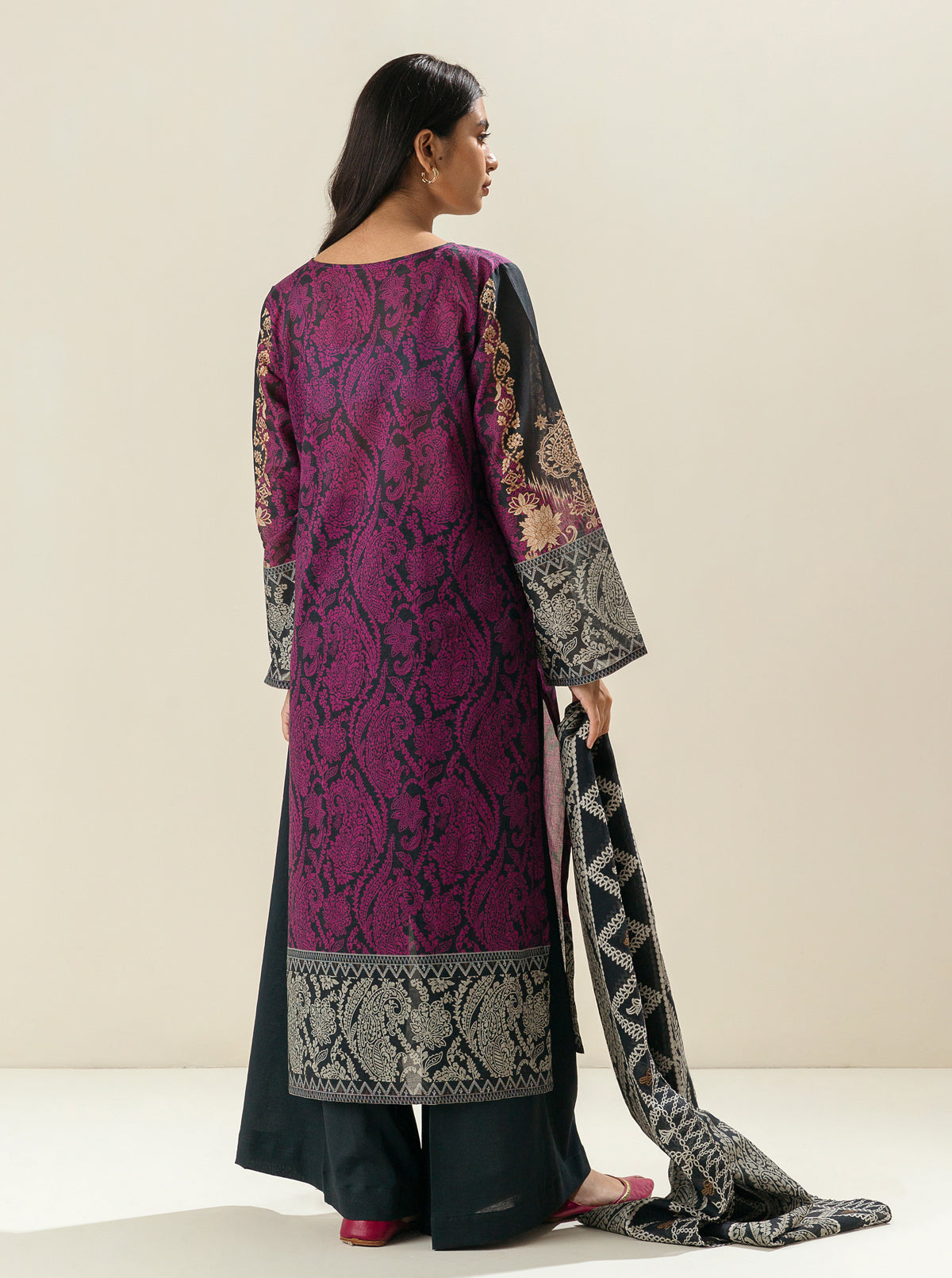 3 PIECE - PRINTED LAWN SUIT -MYSTERY PINK MORBAGH SU_23