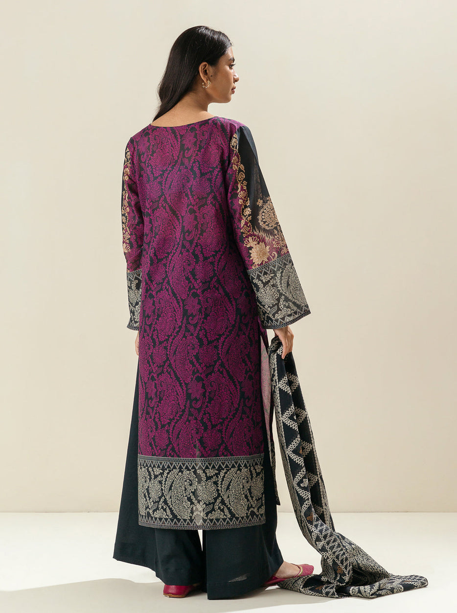 3 PIECE - PRINTED LAWN SUIT -MYSTERY PINK MORBAGH SU_23