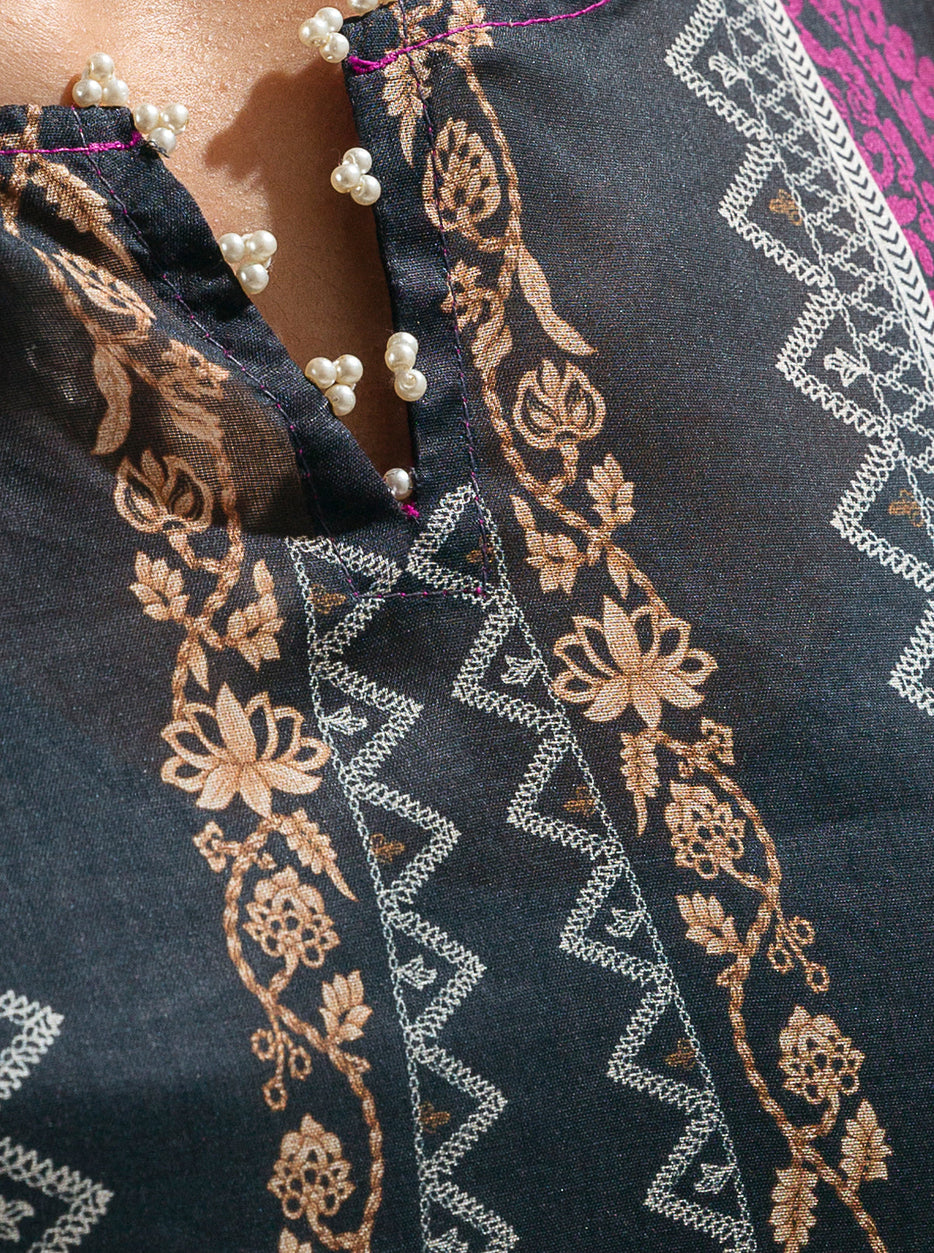 3 PIECE - PRINTED LAWN SUIT -MYSTERY PINK MORBAGH SU_23