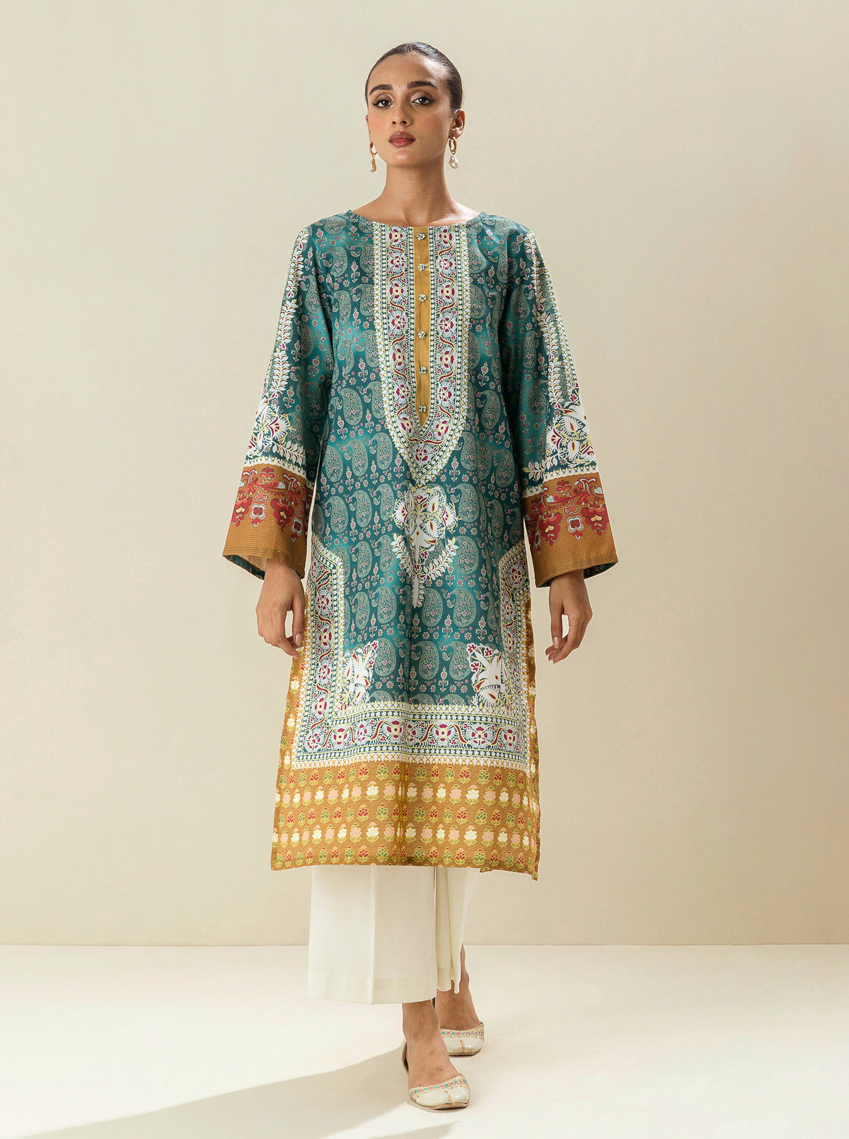 1 PIECE - PRINTED LAWN SHIRT - LAPIS GLEAM MORBAGH SU_23