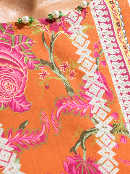 1 PIECE - PRINTED LAWN SHIRT - FIRE TWIRL MORBAGH SU_23