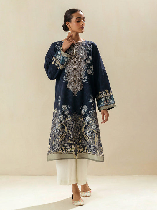1 PIECE - PRINTED LAWN SHIRT - MIDNIGHT NAVY MORBAGH SU_23
