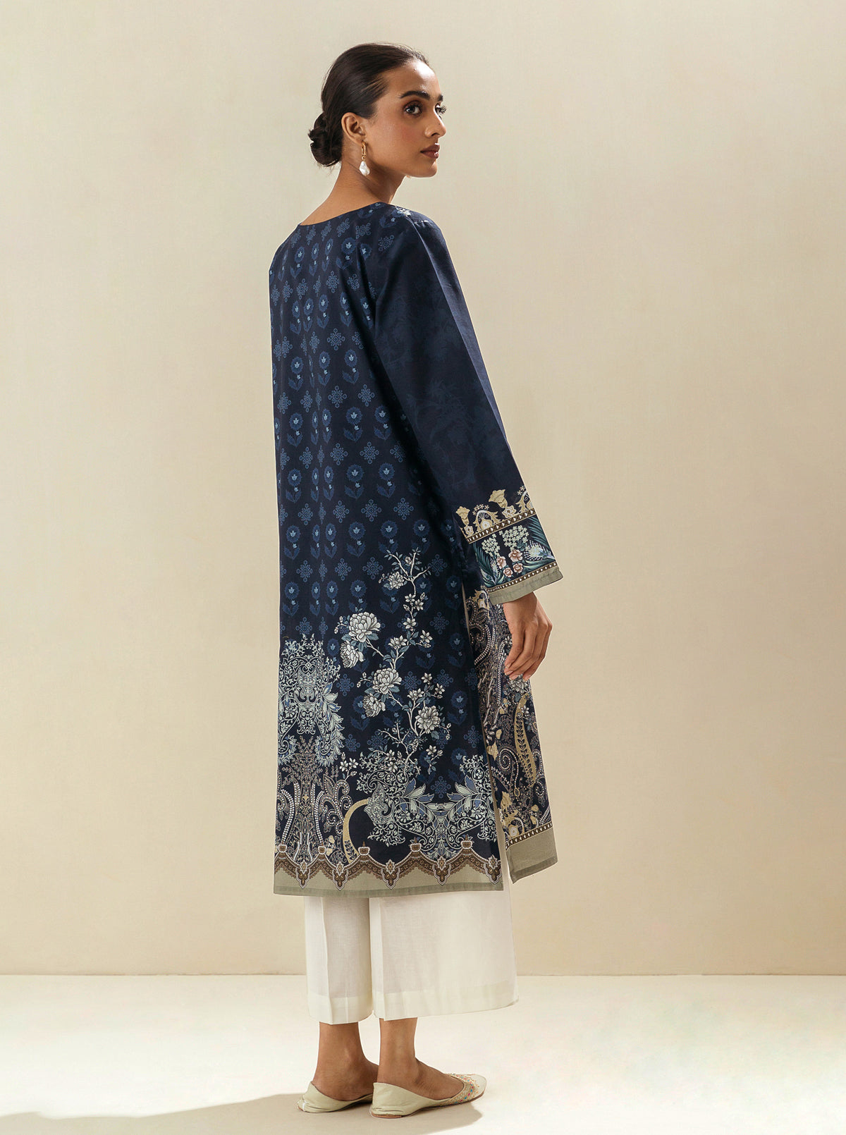 1 PIECE - PRINTED LAWN SHIRT - MIDNIGHT NAVY MORBAGH SU_23