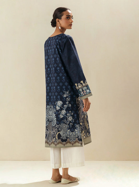 1 PIECE - PRINTED LAWN SHIRT - MIDNIGHT NAVY MORBAGH SU_23