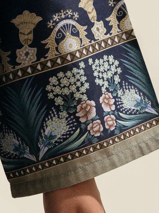 1 PIECE - PRINTED LAWN SHIRT - MIDNIGHT NAVY MORBAGH SU_23