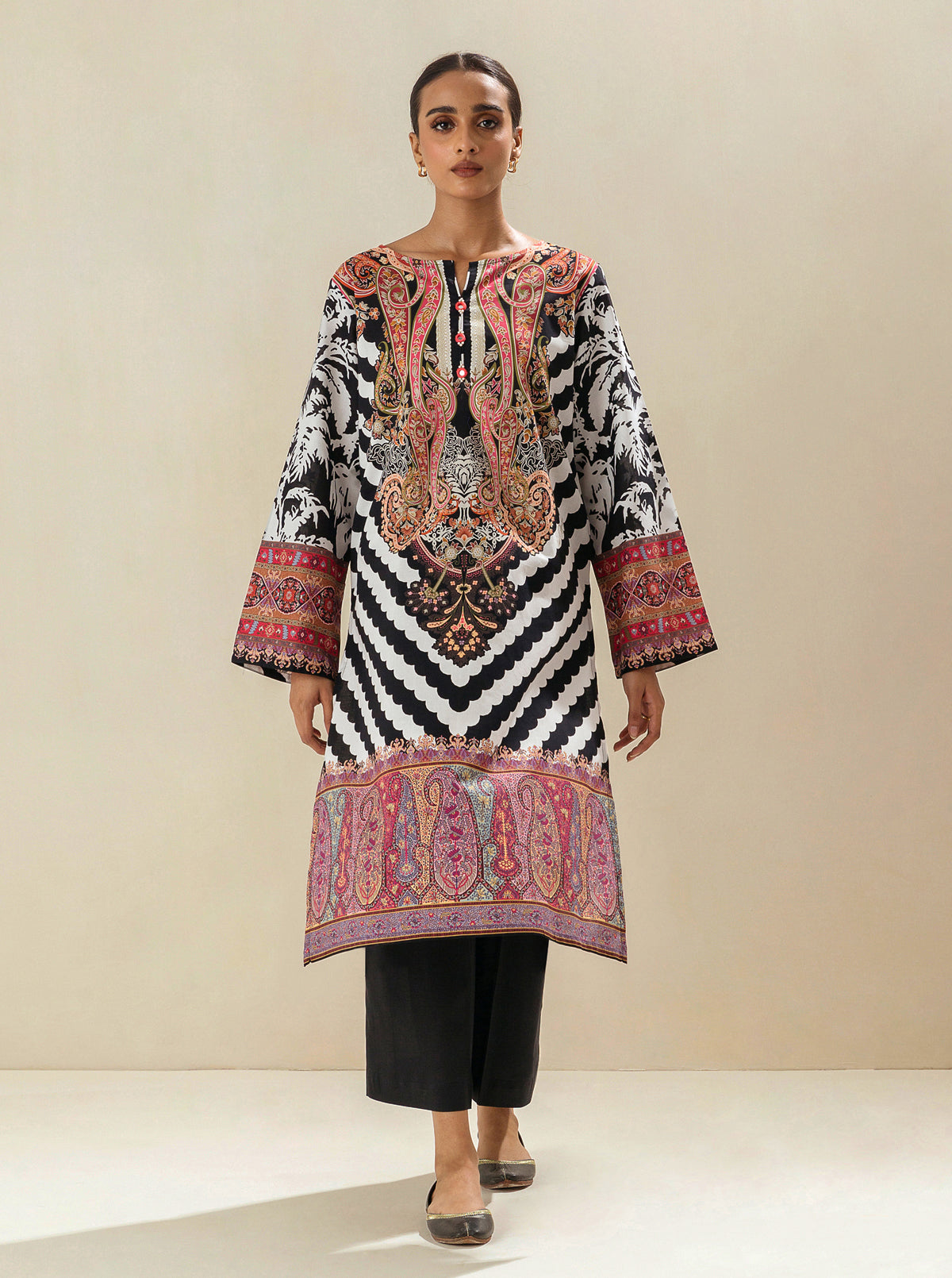 1 PIECE - PRINTED LAWN SHIRT - TUXEDO FOAM MORBAGH SU_23