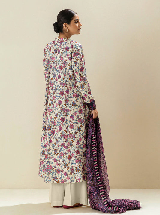 2 PIECE - PRINTED LAWN SUIT - RASPBERRY ROSE MORBAGH SU_23