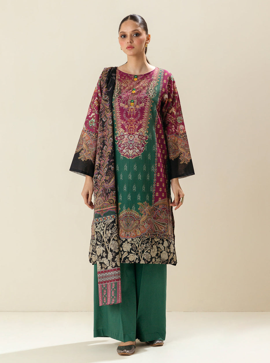 3 PIECE - PRINTED LAWN SUIT - TEHZIB FLOWER MORBAGH SU_23