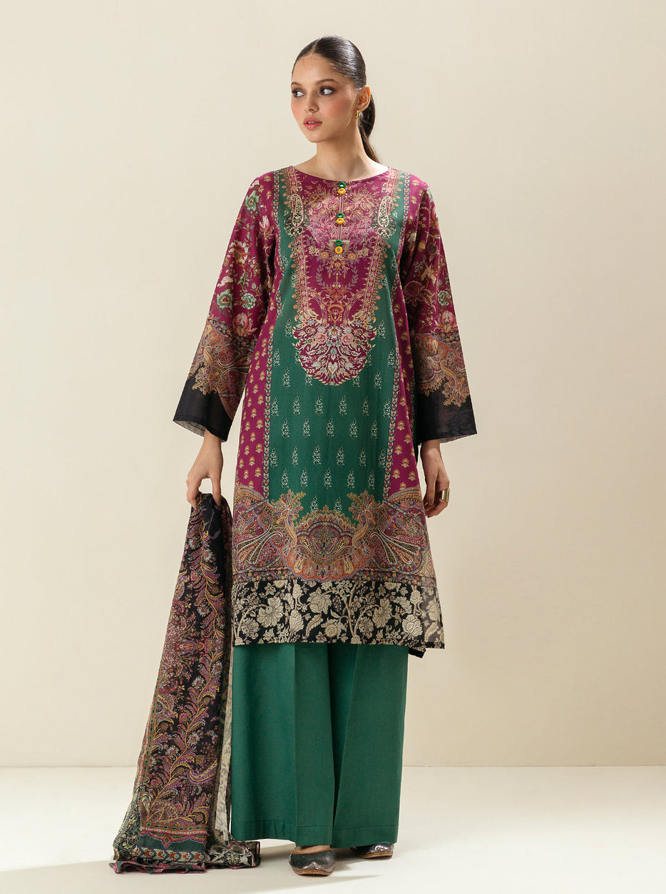 3 PIECE - PRINTED LAWN SUIT - TEHZIB FLOWER MORBAGH SU_23
