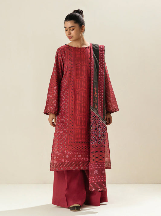 3 PIECE - PRINTED LAWN SUIT - RED DAWN MORBAGH SU_23