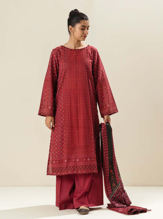 3 PIECE - PRINTED LAWN SUIT - RED DAWN MORBAGH SU_23