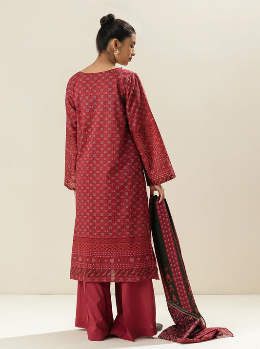 3 PIECE - PRINTED LAWN SUIT - RED DAWN MORBAGH SU_23