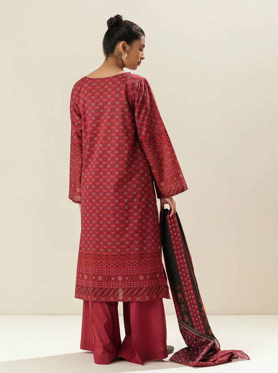 3 PIECE - PRINTED LAWN SUIT - RED DAWN MORBAGH SU_23