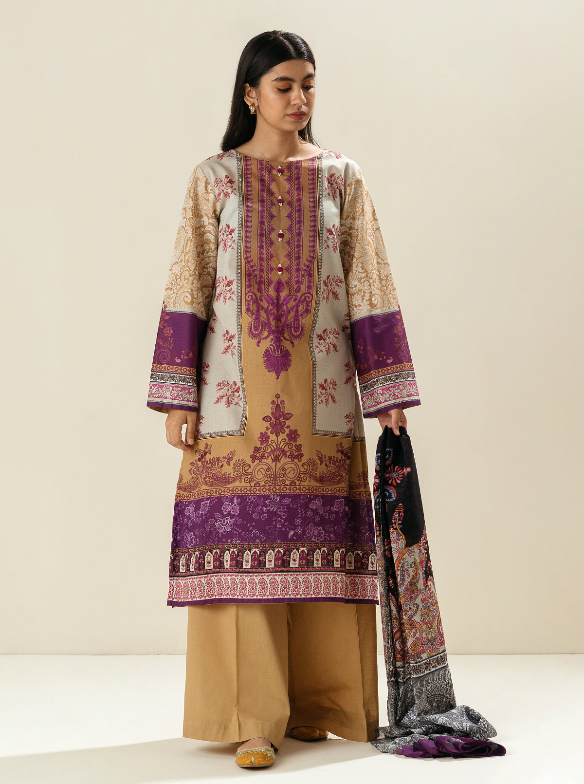 3 PIECE - PRINTED LAWN SUIT - AMETHYST LOVE MORBAGH SU_23