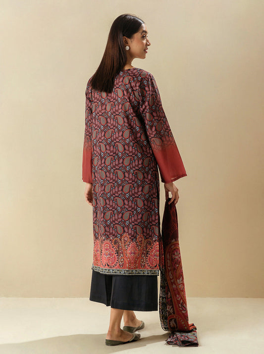 3 PIECE - PRINTED LAWN SUIT - EMBOLDENED PAISLEY MORBAGH SU_23