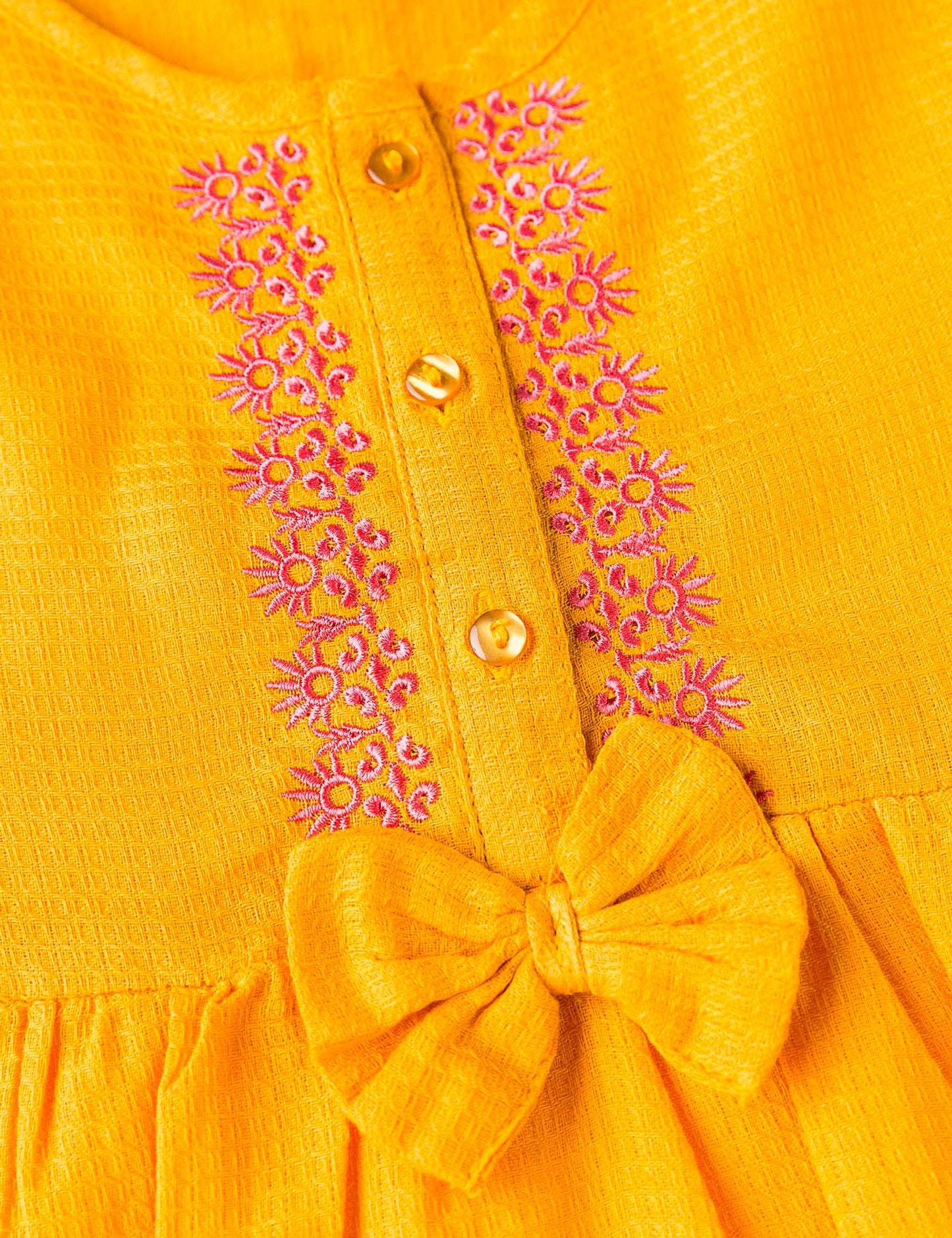 Embroidered Mustard Dress (6295503306904)