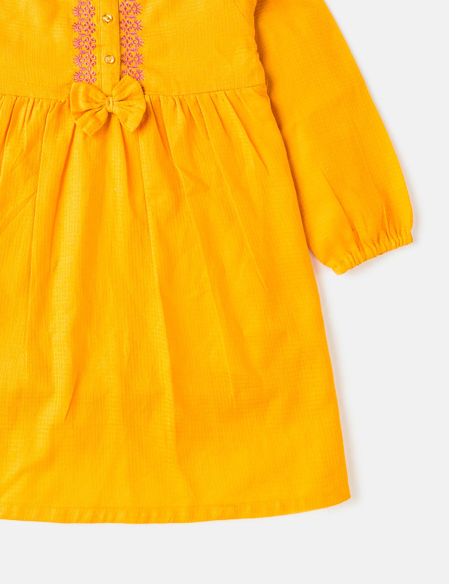 Embroidered Mustard Dress (6295503306904)