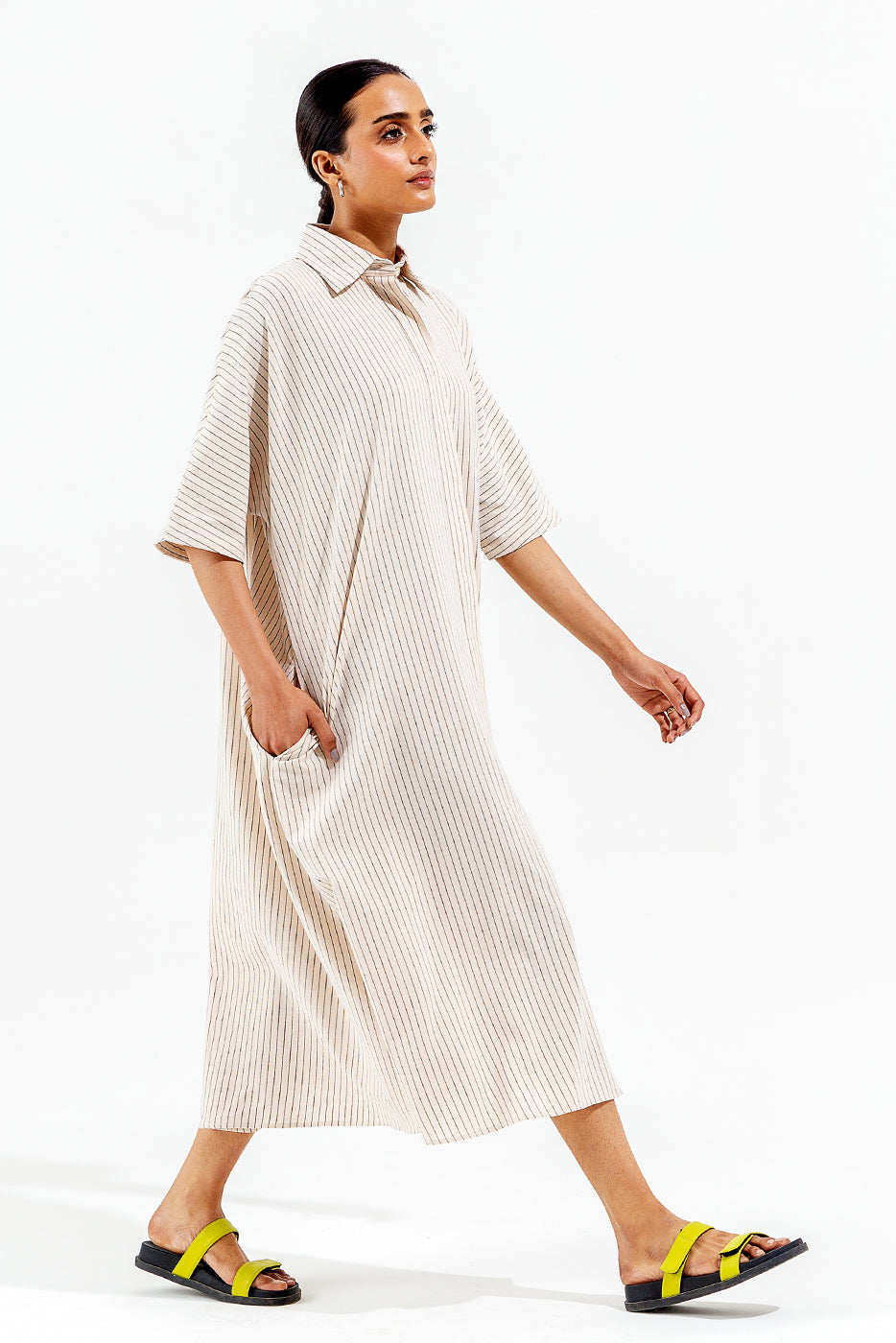 STRIPED KIMONO LONG DRESS