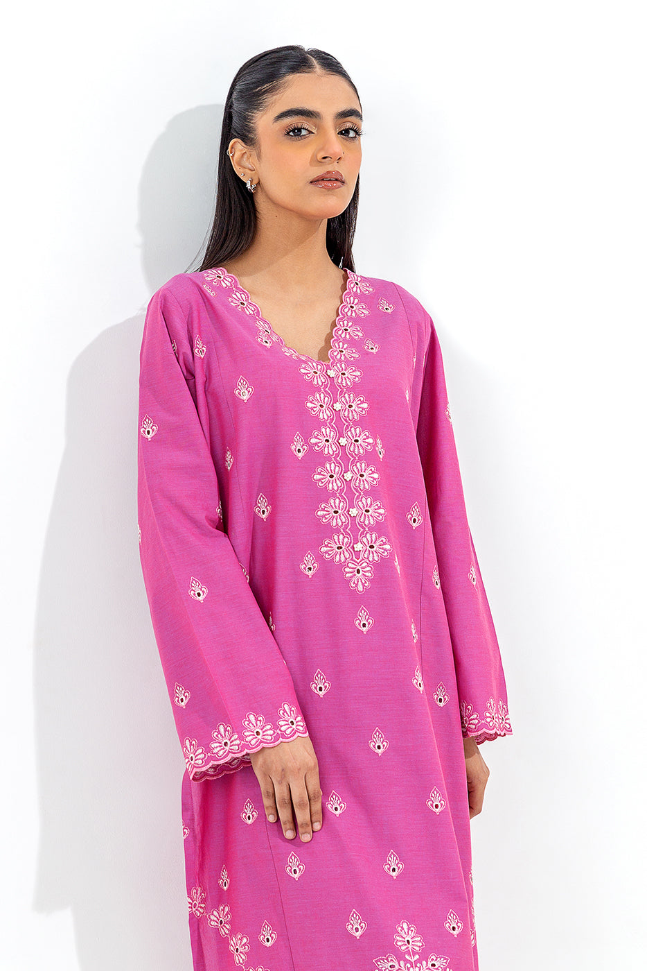 2 PIECE EMBROIDERED CHAMBRAY SUIT (PRET)