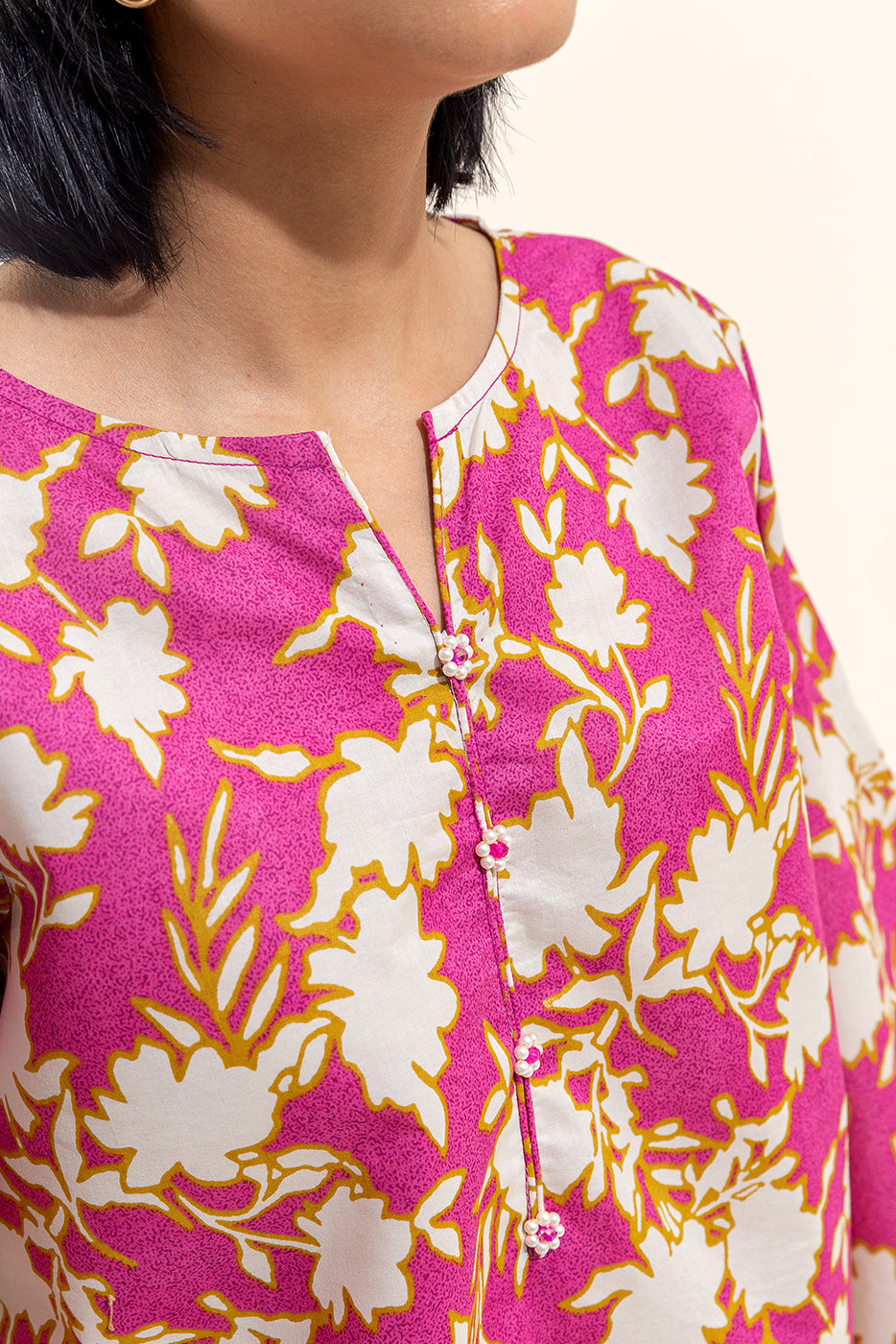 2 PIECE PRINTED LAWN SUIT-WILD ORCHID (UNSTITCHED)