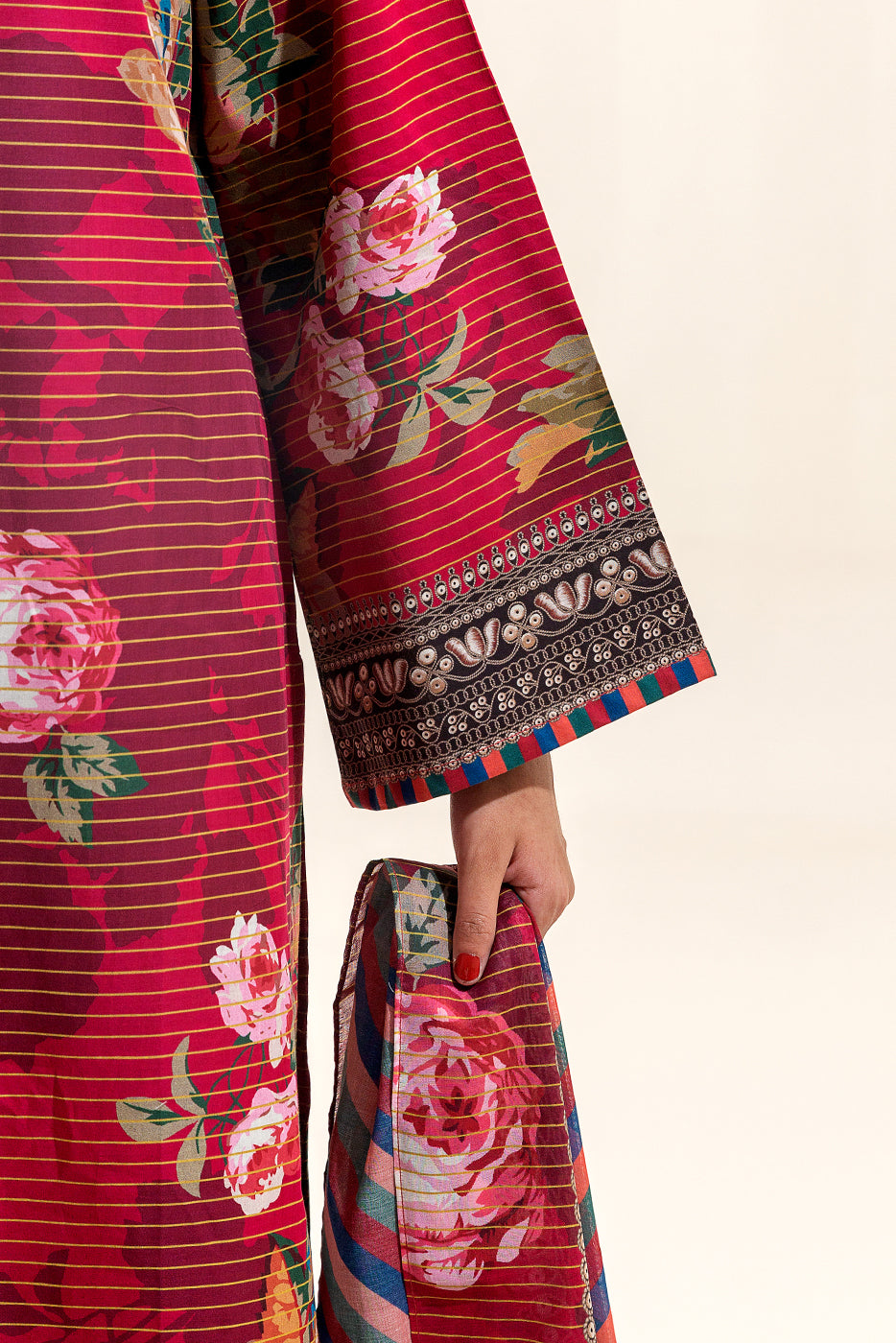 3 PIECE PRINTED LAWN SUIT-ROSETTE WILT (UNSTITCHED)