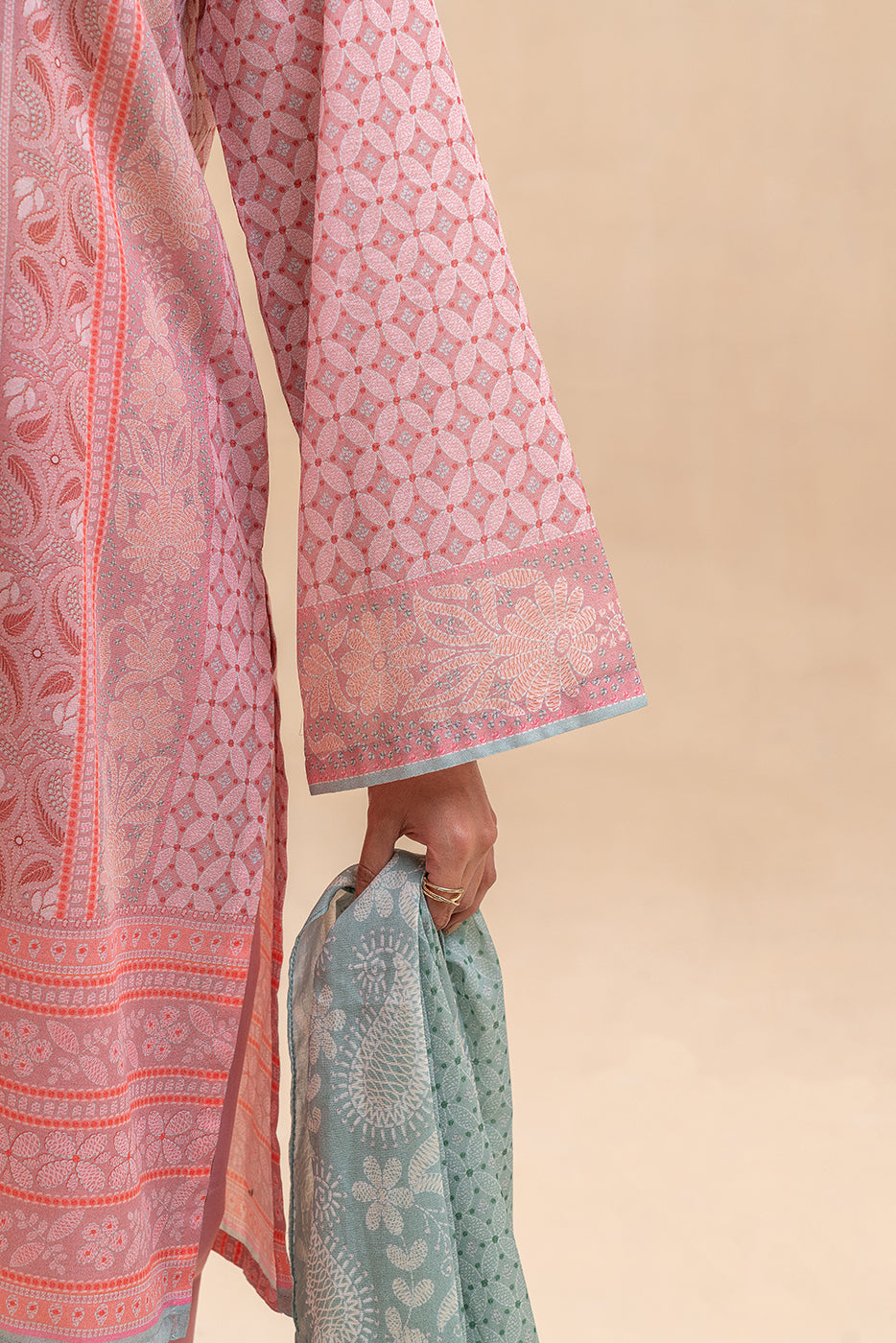 3 PIECE PRINTED LAWN SUIT-ROUGE BLUSH (UNSTITCHED)