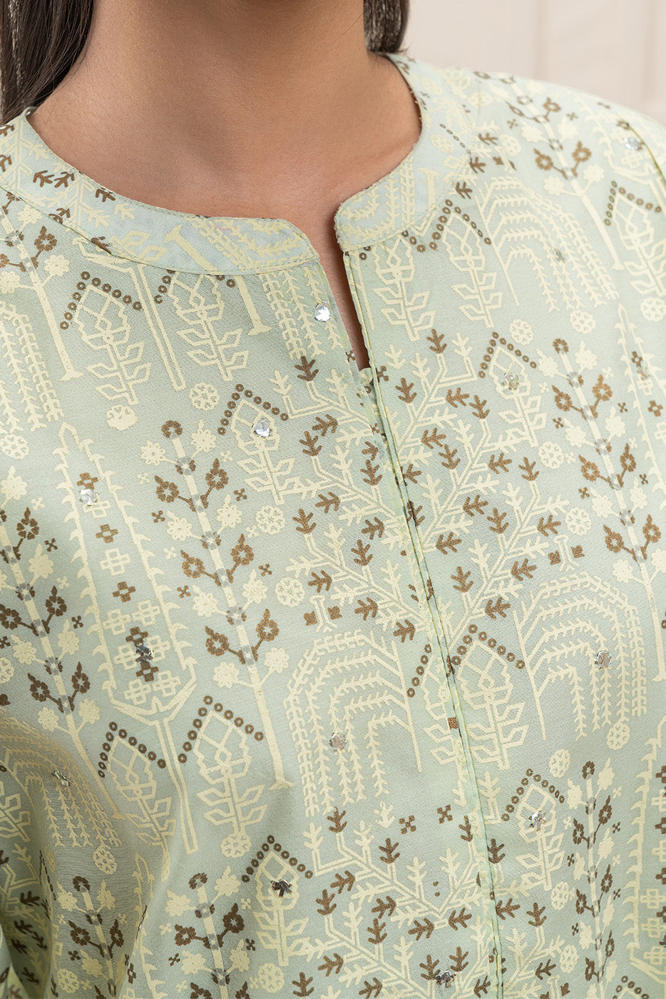 2 PIECE EMBROIDERED PAPER COTTON SUIT (PRET)